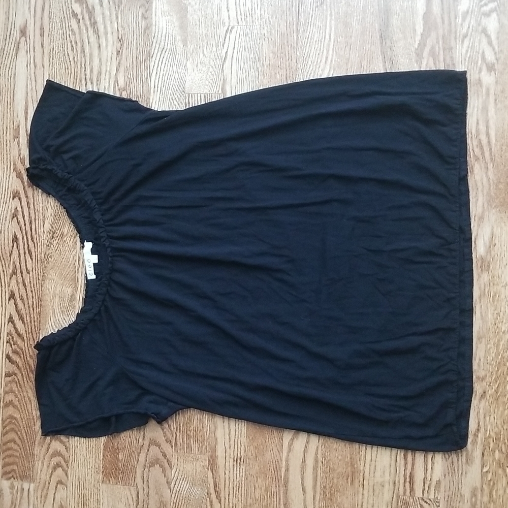 (L) Cleo Rayon Blend Ruffle Neckline Flowy and Feminine Top